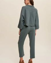 Long Sleeve Button Down And Long Pants Sets