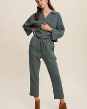 Long Sleeve Button Down And Long Pants Sets