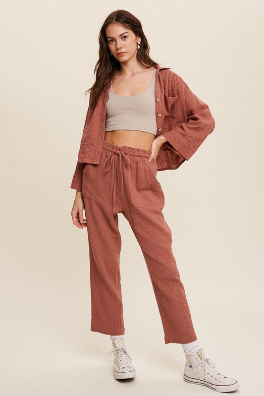 Long Sleeve Button Down And Long Pants Sets