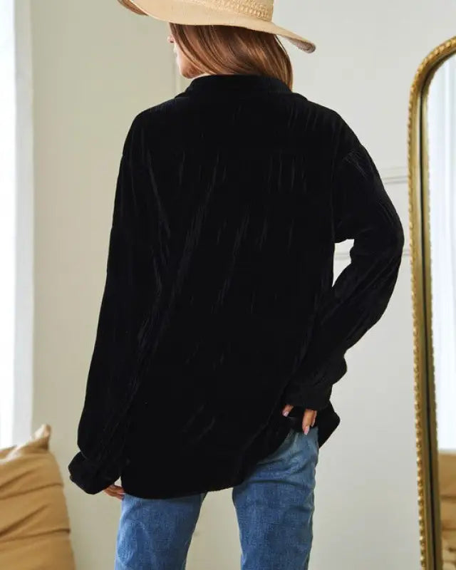 Long Sleeve Button Front Loose Fit Shirt Top