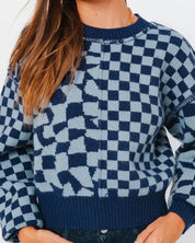 Long Sleeve Checkerboard Sweater