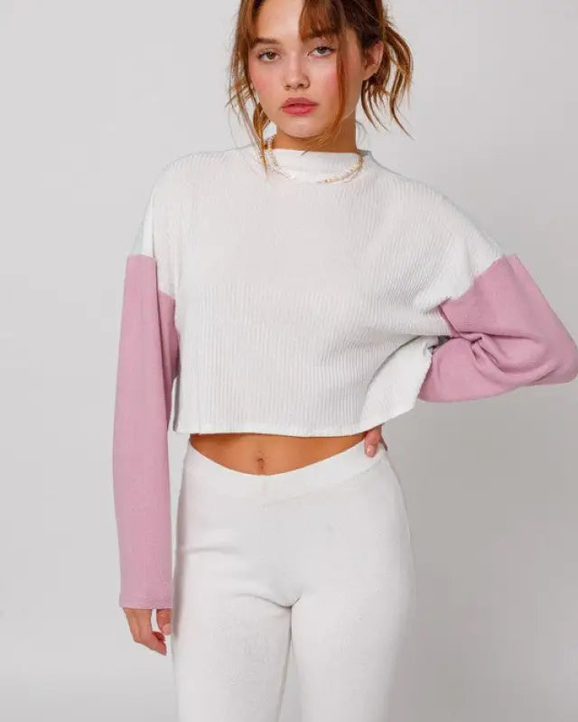 Long Sleeve Contrast Top