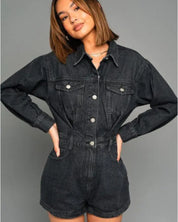 Long Sleeve Denim Romper