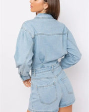 Long Sleeve Denim Romper