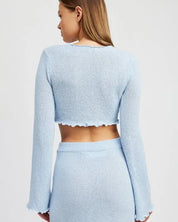 Long Sleeve Front Tie Cropped Top