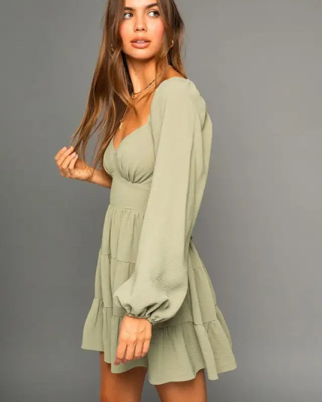 Long Sleeve Open Back Mini Dress