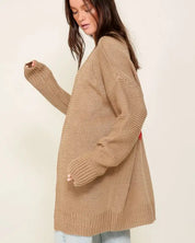 Long Sleeve Open Front Cardigan With Back Heart