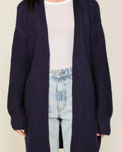 Long Sleeve Open Front Cardigan With Back Heart