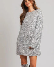 Long Sleeve Sequin Mini Dress