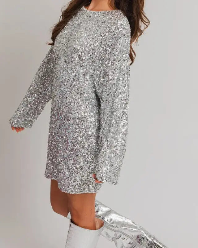 Long Sleeve Sequin Mini Dress