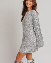 Long Sleeve Sequin Mini Dress