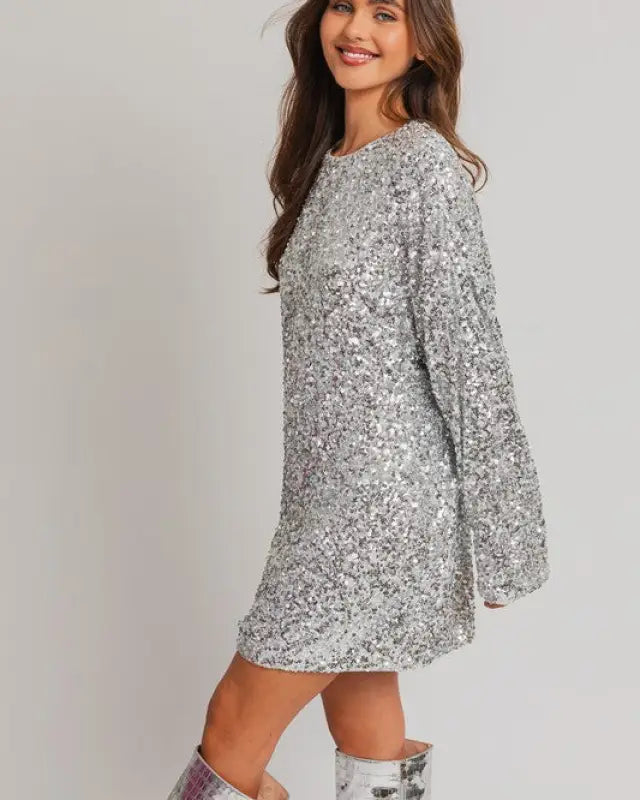 Long Sleeve Sequin Mini Dress