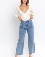 Long Sleeve Surplice Bodysuit