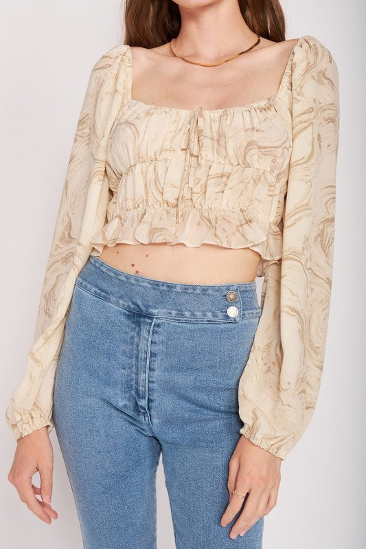 LONG SLEEVE WITH RUCHED DETAIL CROP TOP