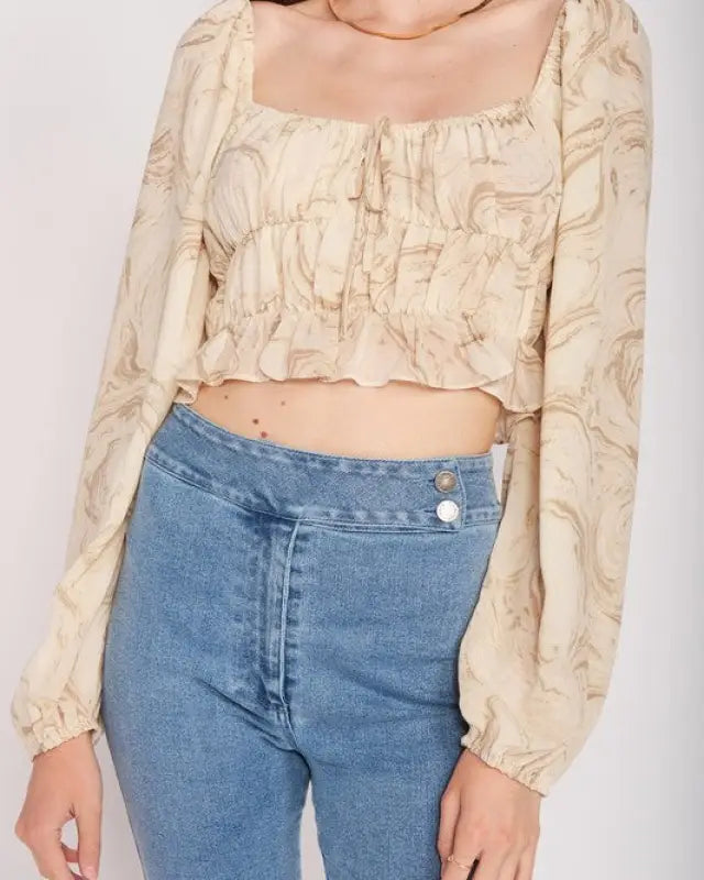 LONG SLEEVE WITH RUCHED DETAIL CROP TOP