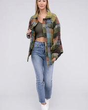 Loose Fit Buttoned Down Check Shirt Jacket