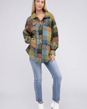 Loose Fit Buttoned Down Check Shirt Jacket