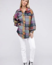 Loose Fit Buttoned Down Check Shirt Jacket