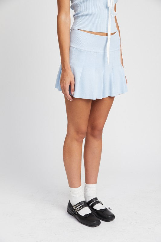 Low Waist Pleated Mini Skirt