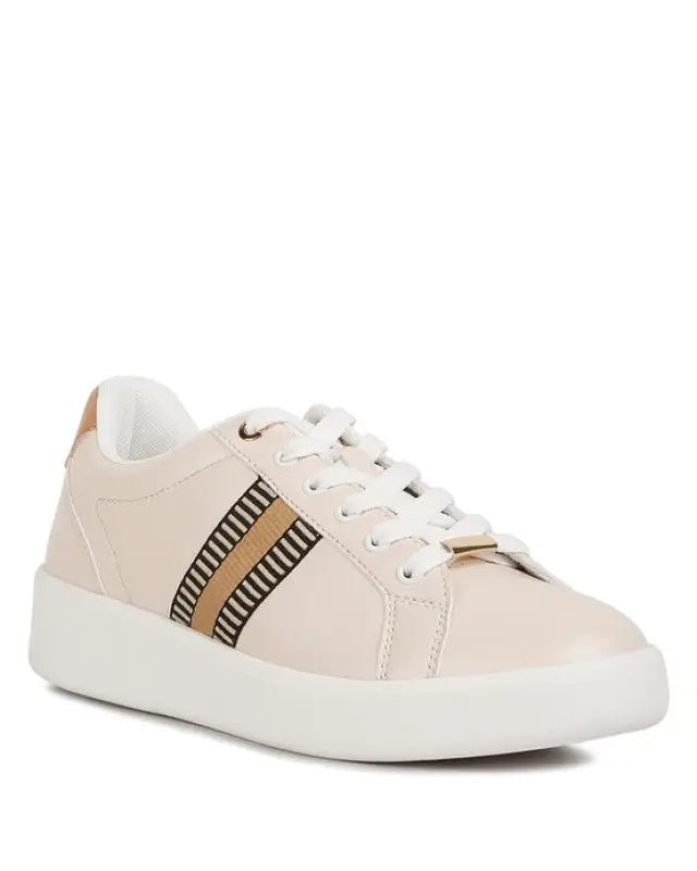 Loyalty Embroidery Detail Sneakers - BEIGE / US-5 UK-3 EU-36