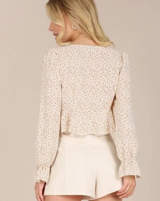 LS floral frill blouse