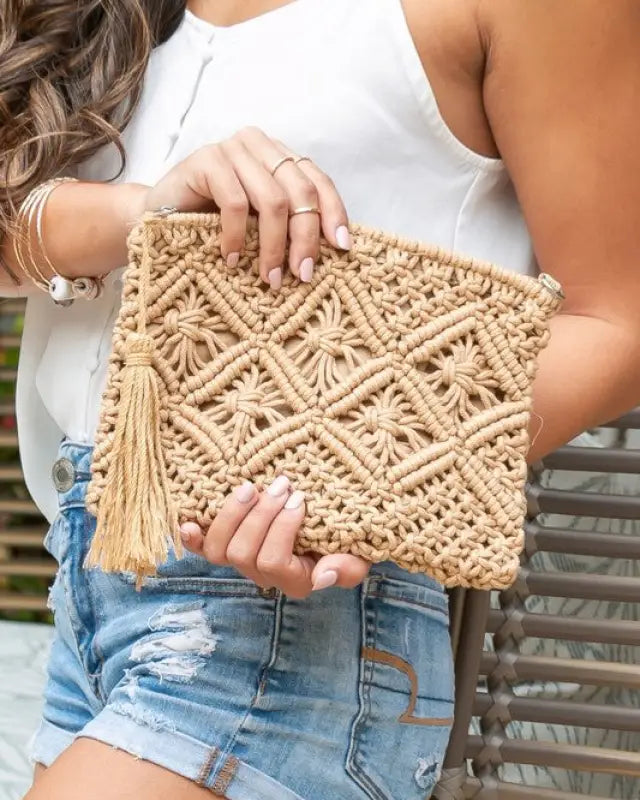 Macrame Tassel Clutch