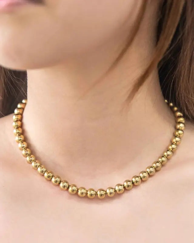 Macro Beaded Necklace - Gold / OS