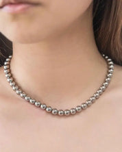 Macro Beaded Necklace - Silver / OS