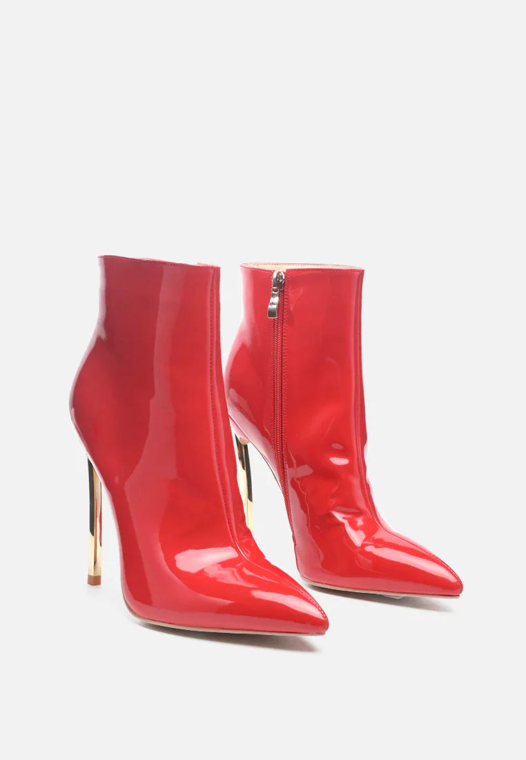 Madalynn London Rag Shine High Stiletto Boot - Red / 5
