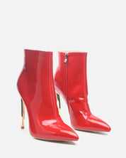 Madalynn London Rag Shine High Stiletto Boot - Red / 5