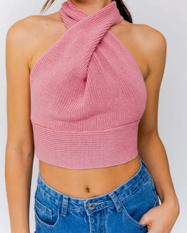 Madeline Convertible Criss Cross Crop Sweater