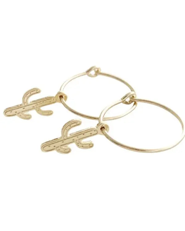 Magic Charm Cactus Hoops - Gold / One Size