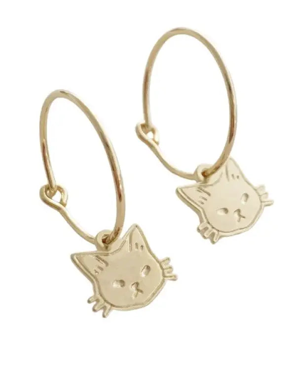 Magic Charm Cat Hoops - Gold / One Size