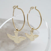 Magic Charm Dove Hoops - Gold / One Size