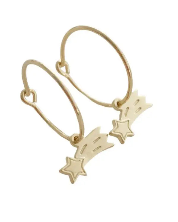 Magic Charm Shooting Star Hoops - Gold / One Size