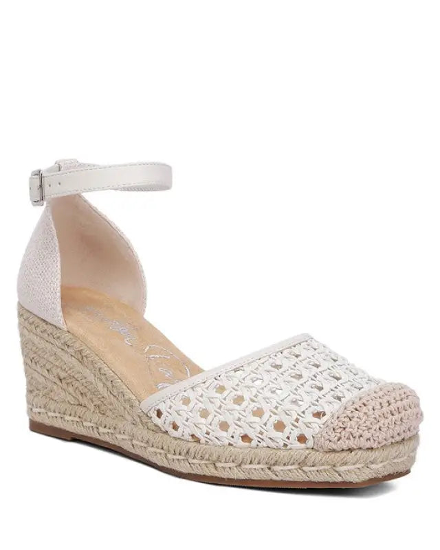 Mason Pin Buckle Wedge Heel Espradilles - White / US - 5 UK - 3 EU - 36