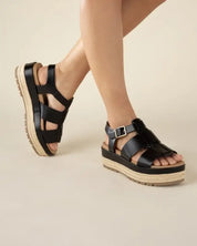 MCLEAN-S Espadrille Gladiator Sandals - Black / 5.5