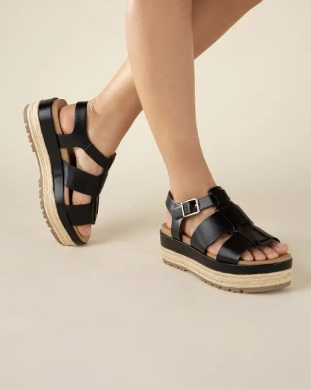 MCLEAN-S Espadrille Gladiator Sandals - Black / 5.5