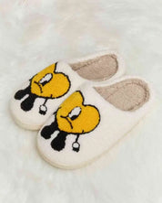 Melody Love Heart Print Plush Slippers