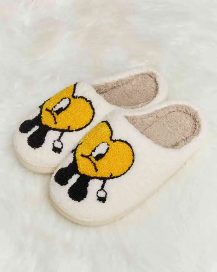 Melody Love Heart Print Plush Slippers