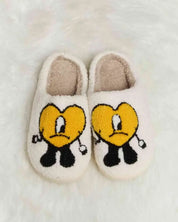 Melody Love Heart Print Plush Slippers