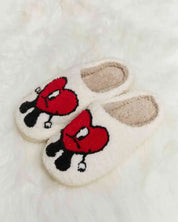 Melody Love Heart Print Plush Slippers