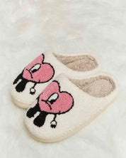 Melody Love Heart Print Plush Slippers