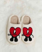 Melody Love Heart Print Plush Slippers