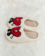 Melody Love Heart Print Plush Slippers