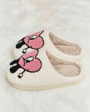 Melody Love Heart Print Plush Slippers