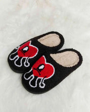 Melody Love Heart Print Plush Slippers