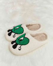 Melody Love Heart Print Plush Slippers