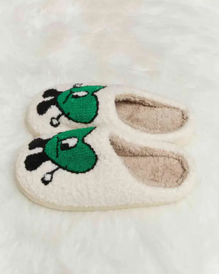 Melody Love Heart Print Plush Slippers