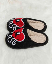 Melody Love Heart Print Plush Slippers